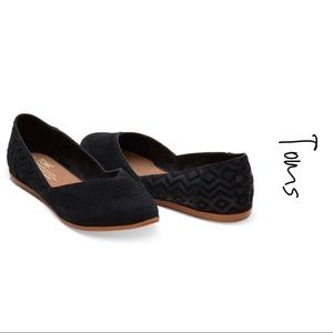 Tom’s Black Suede Diamond Embossed Jutti Flats